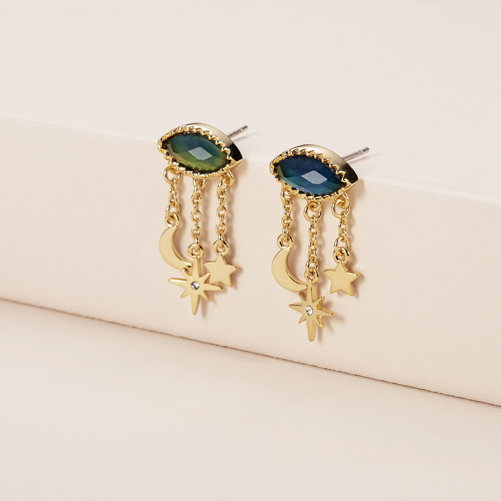 star and moon dangle earrings