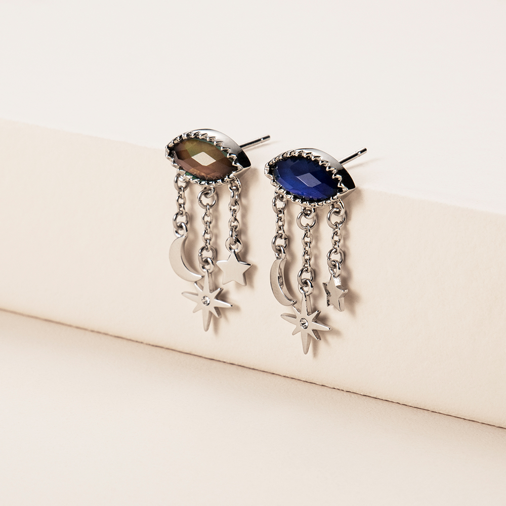 Star and Moon Dangle Earrings