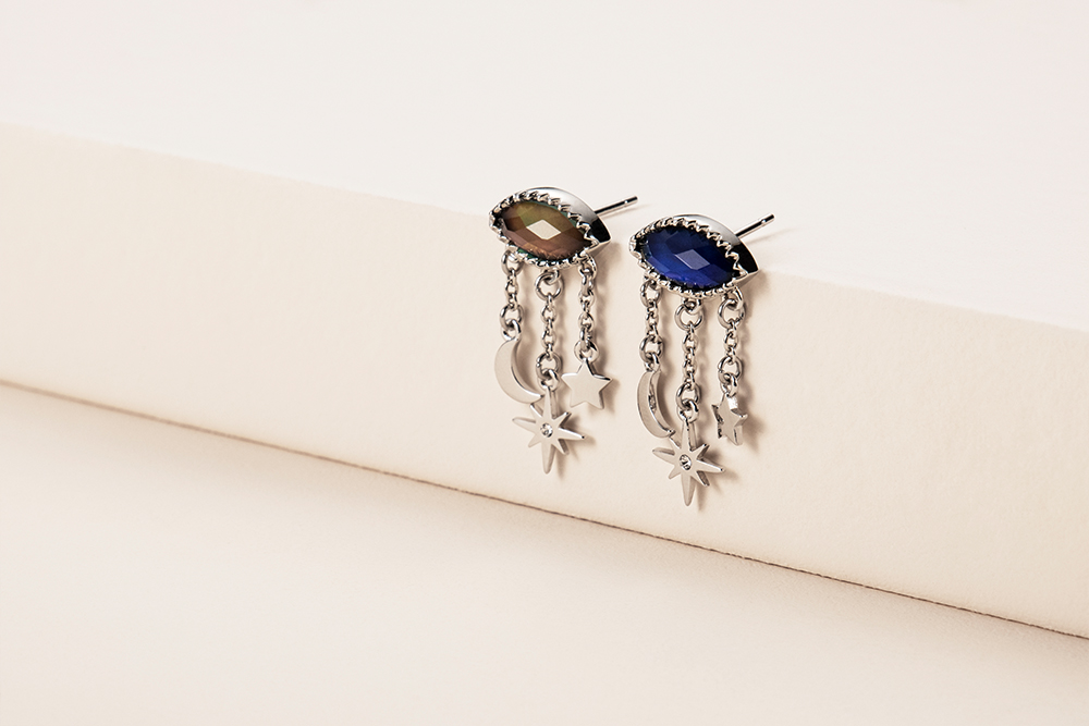 Star and Moon Dangle Earrings