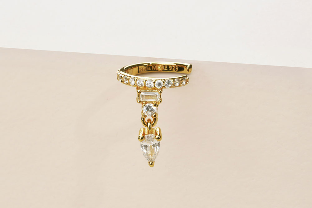 Pave Ear Cuff With Dangle SE6927S1 holamore