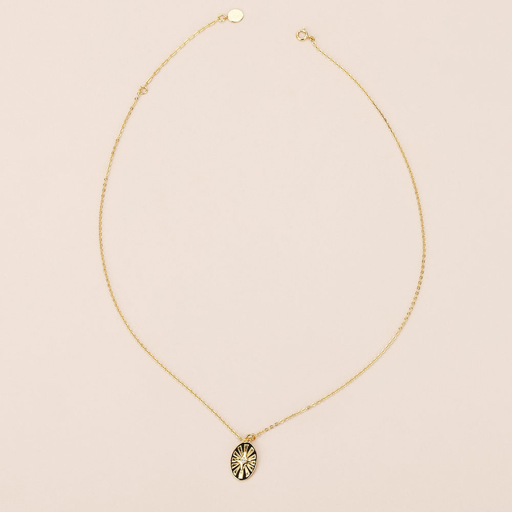 Starburst-Oval Necklace SN6937S-1 - holamore
