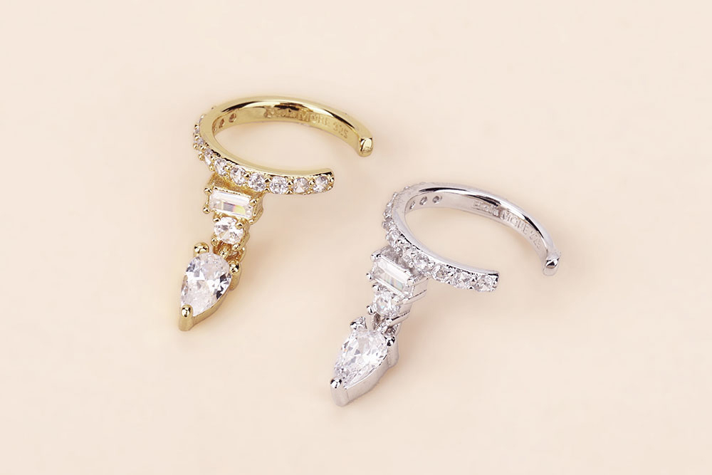 Pave Ear Cuff With Dangle SE6927S1 holamore